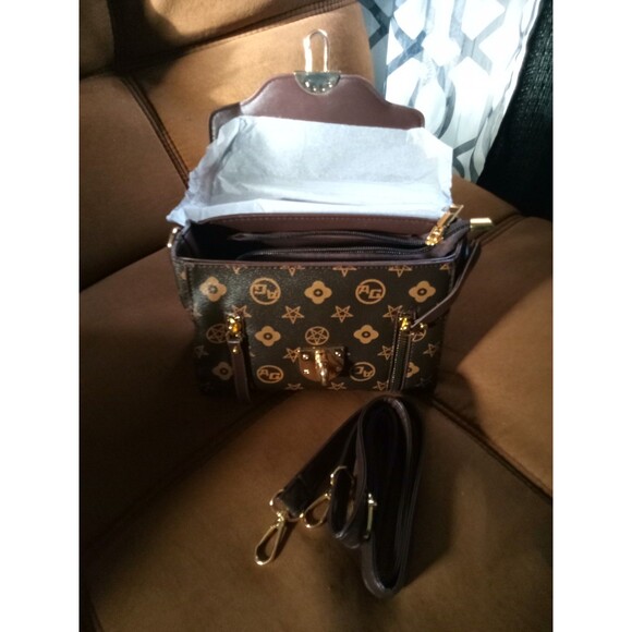 Womens Small Brown & Gold Stylish Handbag with Strap...(H1) - Picture 4 of 6